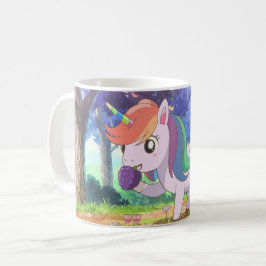 Einhorn, der Trauben im Wald isst Kaffeetasse