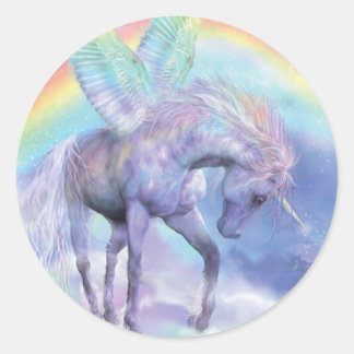 Einhorn des Aufklebers der Regenbogenkunst Runder Aufkleber