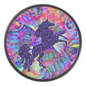 EINHORN DES UNIVERSUMS mehrfarbig Eishockey Puck (Vorderseite)