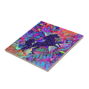 EINHORN DES UNIVERSUMS mehrfarbig Fliese