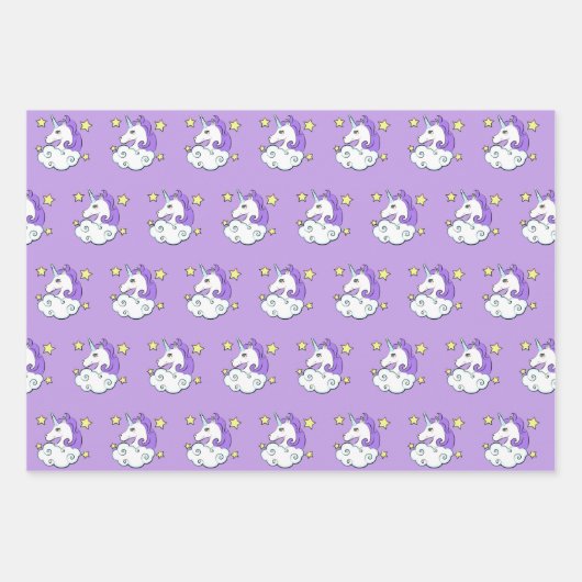 Einhorn-Design Geschenkpapier Set (Vorderseite)