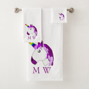 Einhorn-Design Monogramm Badhandtuch Set