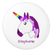 Einhorn-Design personalisiert Keramikknauf (Vorderseite)