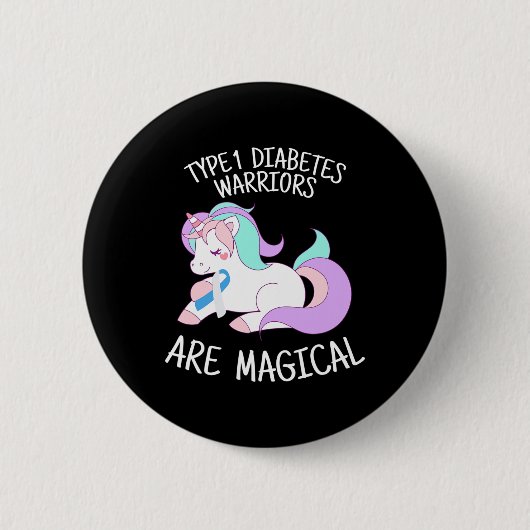 Einhorn-Diabetes-Krieger-Geschenk Button (Vorderseite)