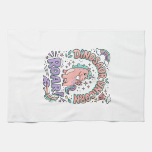 Einhorn Dinosaur Einhorn Brüllen Retro-Stil T-Shir Geschirrtuch