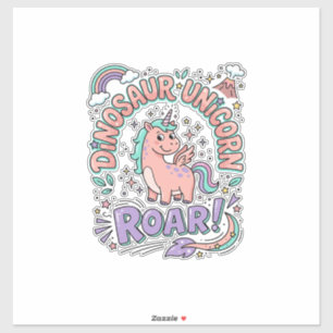 Einhorn Dinosaurier Einhorn Brüllen Retro-Stil T-S Aufkleber