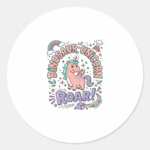 Einhorn Dinosaurier Einhorn Brüllen Retro Style T- Runder Aufkleber