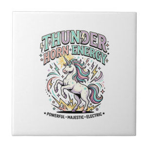 Einhorn-Donnerhorn-Energie-Retro-Stil-Produkt Gr Fliese
