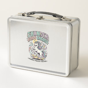 Einhorn-Donnerhorn-Energie-Retro-Stil-Produkt Gr Metall Brotdose