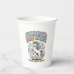 Einhorn-Donnerhorn-Energie-Retro-Stil-Produkt Gr Pappbecher
