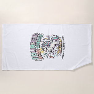 Einhorn-Donnerhorn-Energie-Retro-Stil-Produkt Gr Strandtuch
