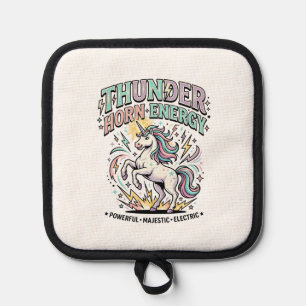 Einhorn-Donnerhorn-Energie-Retro-Stil-Produkt Gr Topflappen