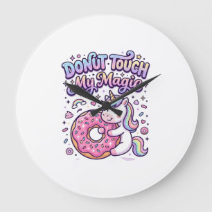 Einhorn-Donut-Berühre-mein-Zauber-Geschenk-Idee-Au Große Wanduhr