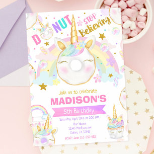 Einhorn Donut Mädchen Magische Süße Geburtstagsfei Einladung