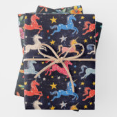 Einhorn, Dragonfly, farbenfrohe Blume Niedliches G Geschenkpapier Set (Beispiel)