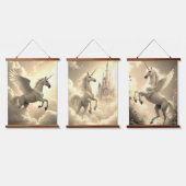 Einhorn-Dreifach-Wandtapete aus Holz, überzogen Wandteppich Mit Holzrahmen (Dreifach)
