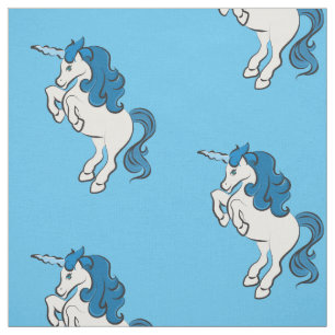 Einhorn-Druck-Baumwollstoff nach Maß   Blau Stoff