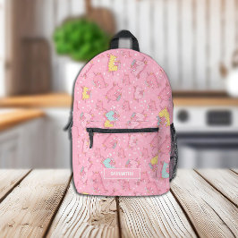 Einhorn Eating Ice Creme Rosa Gelbes Aqua Bedruckter Rucksack