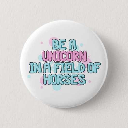 Einhorn| ein Einhorn in einem Pferdefeld sein Button (Vorderseite)