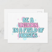 Einhorn | Ein Einhorn in einem Pferdefeld sein Postkarte (Vorne/Hinten)