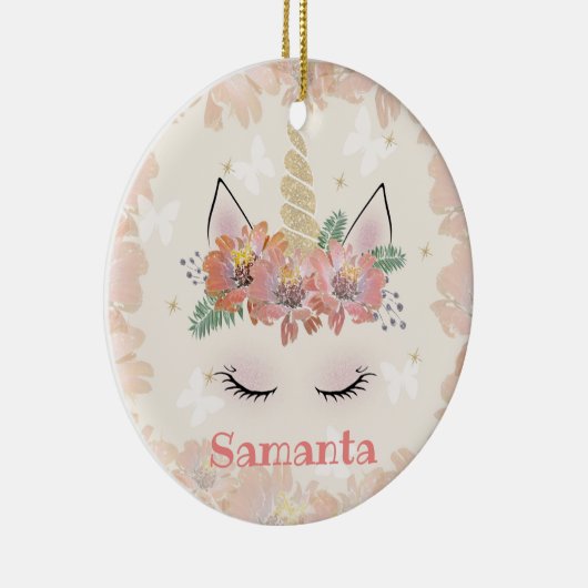 Einhorn, Einhorn, personalisiert Keramik Ornament (Rechts)