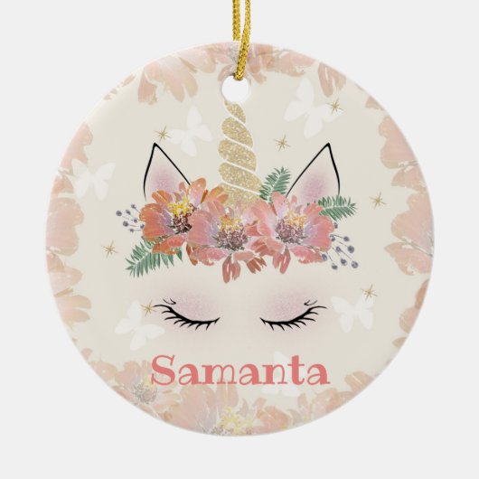 Einhorn, Einhorn, personalisiert Keramik Ornament (Vorne)