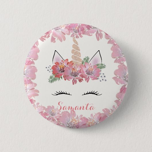Einhorn, Einhorngesicht, personalisiert, mädchenha Button (Vorderseite)