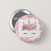 Einhorn, Einhorngesicht, personalisiert, mädchenha Button (Vorne & Hinten)