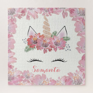 Einhorn, Einhorngesicht, personalisiert, mädchenha Puzzle