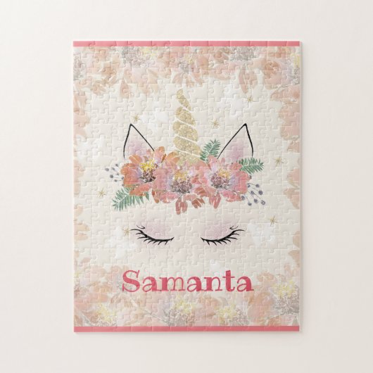 Einhorn, Einhorngesicht, personalisiertes Puzzle (Vertikal)