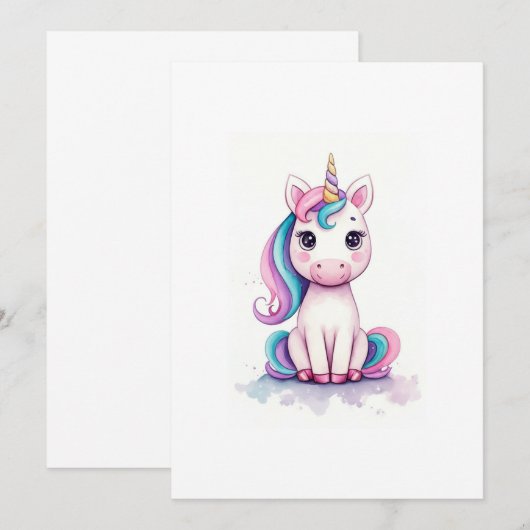 Einhorn Einladung (Vorne/Hinten)