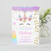 Einhorn Einladung (Stehend Vorderseite)