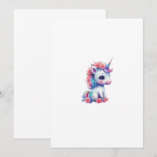 Einhorn Einladung (Vorne/Hinten)