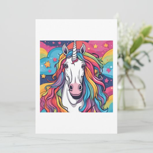 Einhorn Einladung (Stehend Vorderseite)