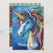 Einhorn Einladung (Vorne/Hinten)