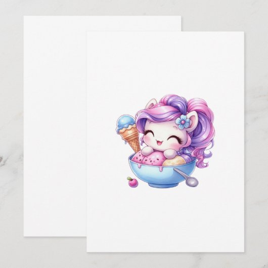 Einhorn Einladung (Vorne/Hinten)