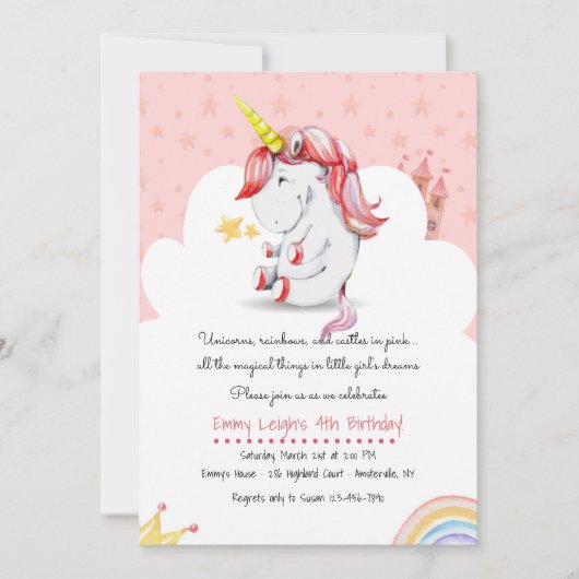 Einhorn-Einladung Einladung (Vorderseite)