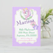 Einhorn Einladung Geburtstag, Magisches Party einl (Stehend Vorderseite)