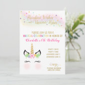 Einhorn-Einladung | REGENBOGEN-GOLD Einladung (Stehend Vorderseite)