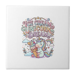 Einhorn Eiscreme Einhorn Traum Lustige Typografie Fliese