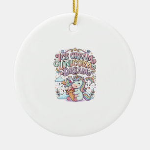 Einhorn-Eiscreme-Einhorn-Traum Lustige Typografie  Keramik Ornament