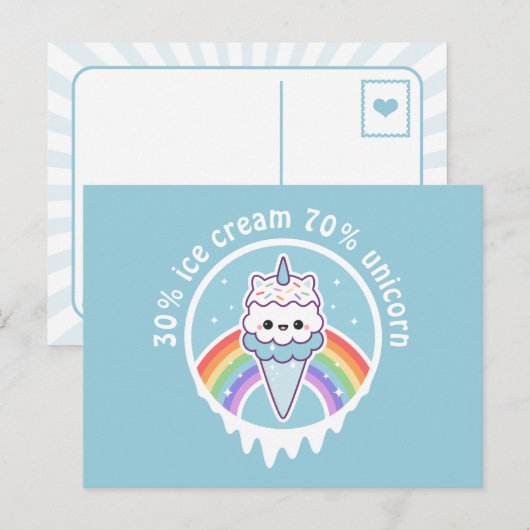 Einhorn-Eistüte Postkarte (Vorne/Hinten)
