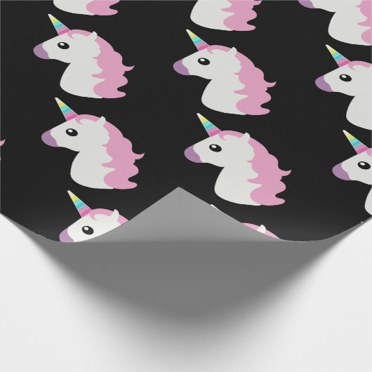 Einhorn Emoji (schwarzer Hintergrund) Geschenkpapier (Ecke)