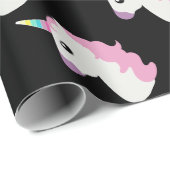 Einhorn Emoji (schwarzer Hintergrund) Geschenkpapier (Rolleneckpunkt)