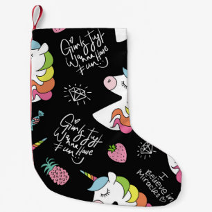 Einhorn, Erdbeere, Ananas, Zeichnungen von Eis Kleiner Weihnachtsstrumpf