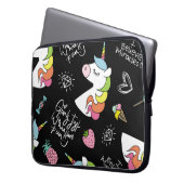 Einhorn, Erdbeere, Ananas, Zeichnungen von Eis Laptopschutzhülle (Vorderseite Links)