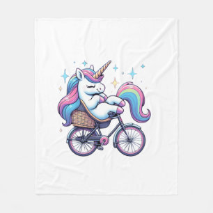 Einhorn Fahrradfahrende Jungen Mädchen Frauen Kind Fleecedecke
