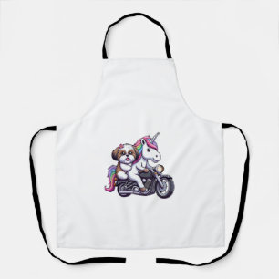 Einhorn fährt auf einem Motorrad Mädchen Frauen Ki Schürze