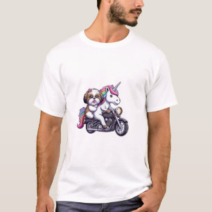 Einhorn fährt auf einem Motorrad Mädchen Frauen Ki T-Shirt