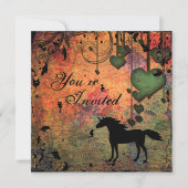 Einhorn, Fairies und Herzwald Einladung zum Geburt (Vorderseite)